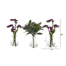 10” Baby Breath and Olive Arrangement in Vase (Set of 3)