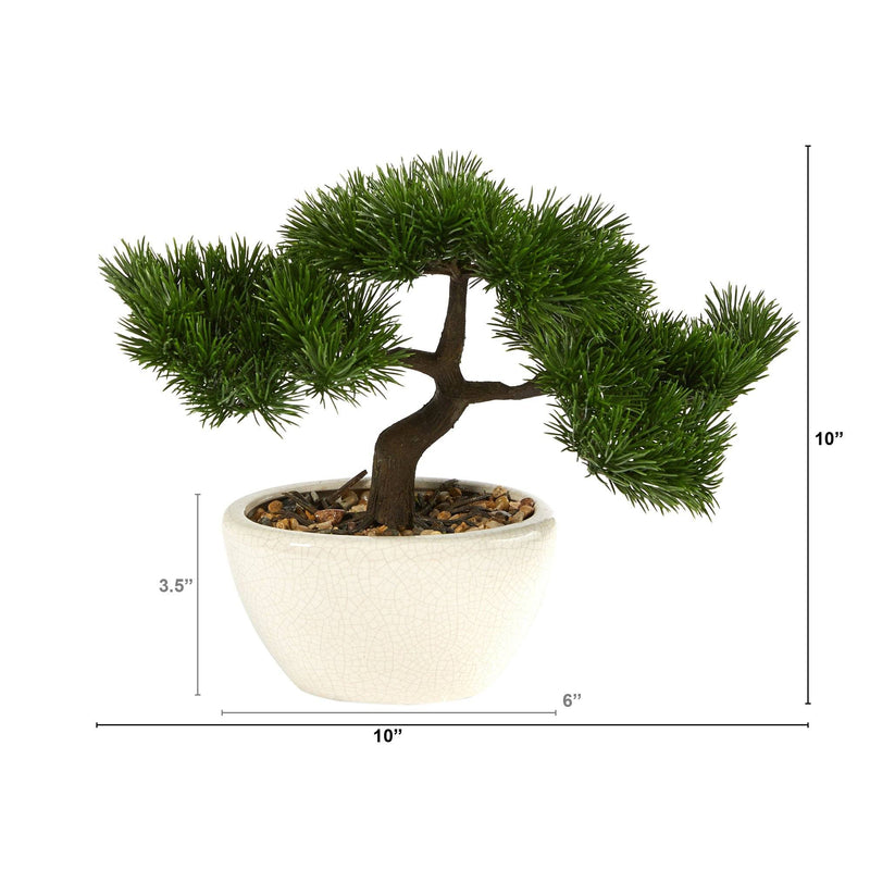 10” Cedar Bonsai Artificial Tree in Decorative Planter, photo 2 of 4