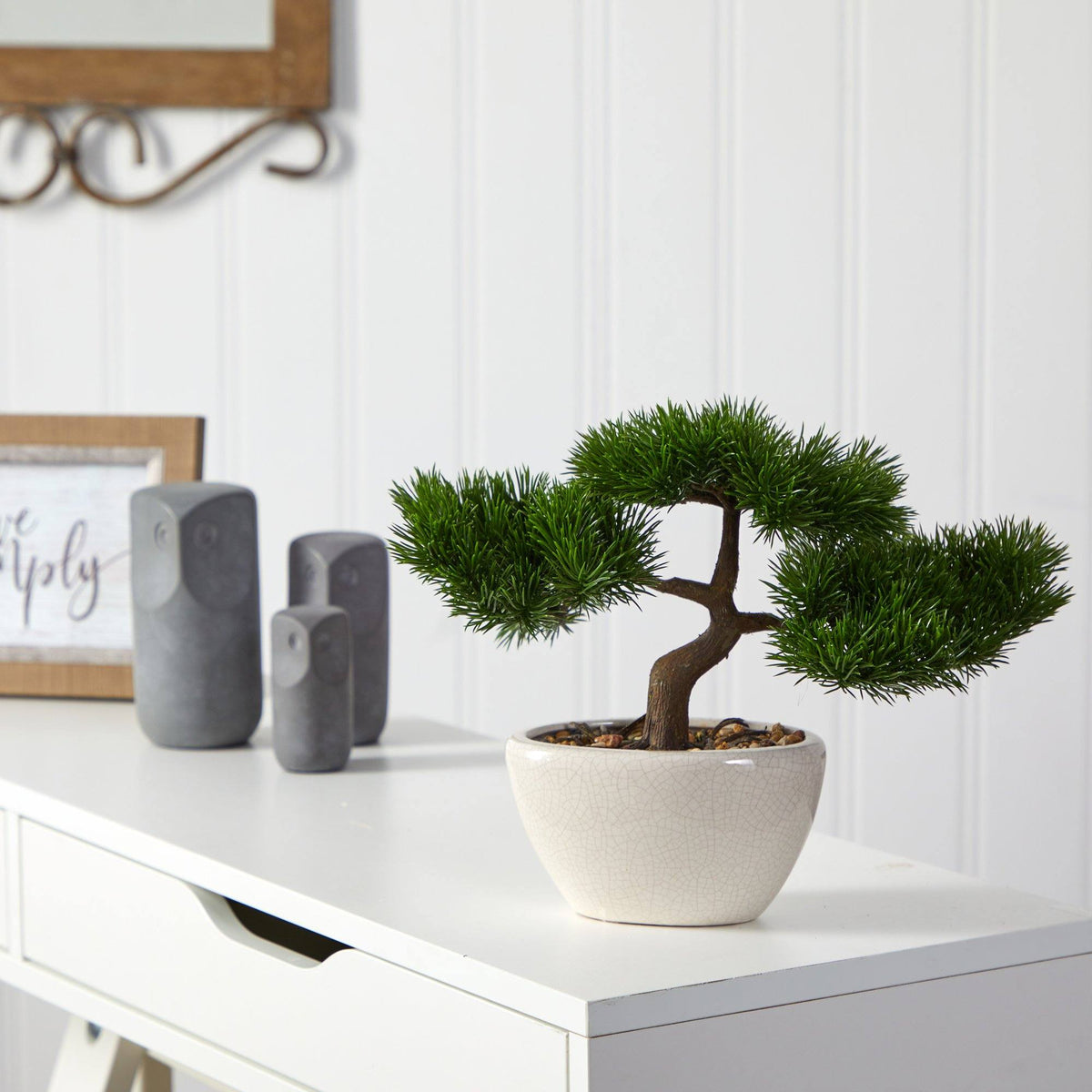 10” Cedar Bonsai Artificial Tree in Decorative Planter, photo 3 of 4