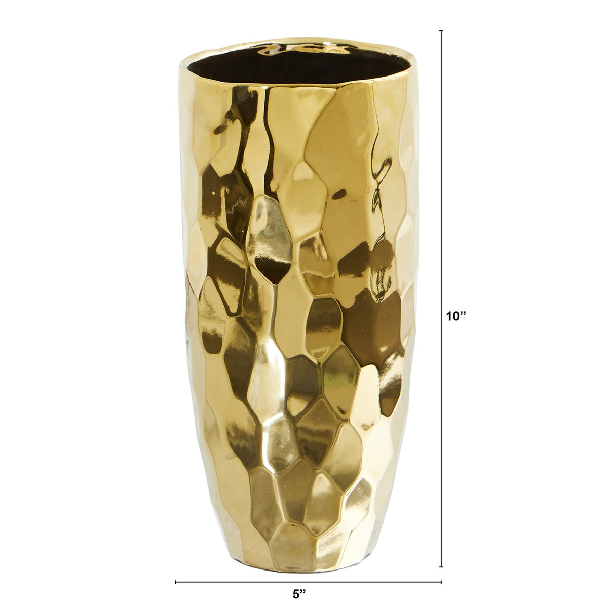 10” Designer Gold Cylinder Vase, photo 2 of 3