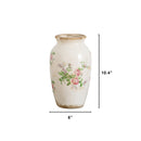 10” Floral Print Tuscan Ceramic Scroll Urn