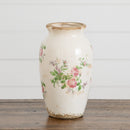 10” Floral Print Tuscan Ceramic Scroll Urn