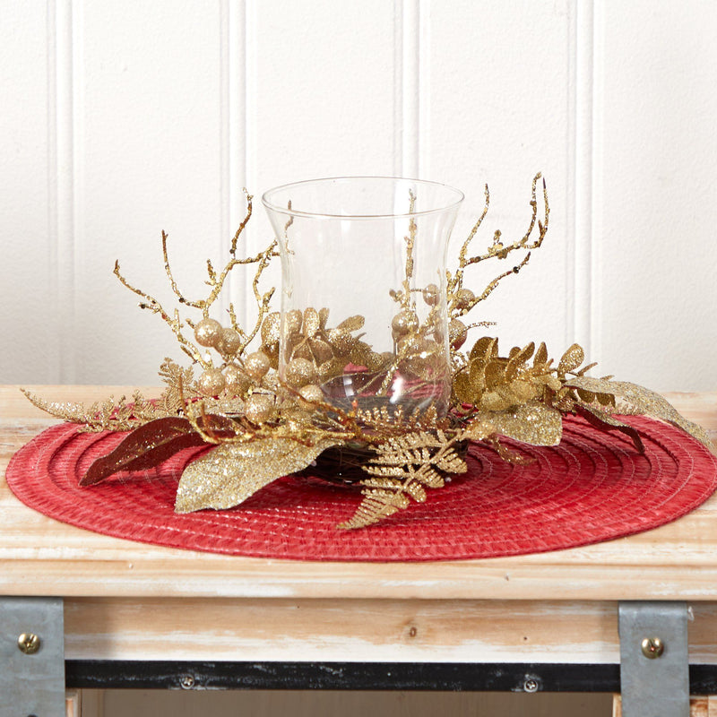 10” Golden Artificial Christmas Candelabrum, photo 4 of 5