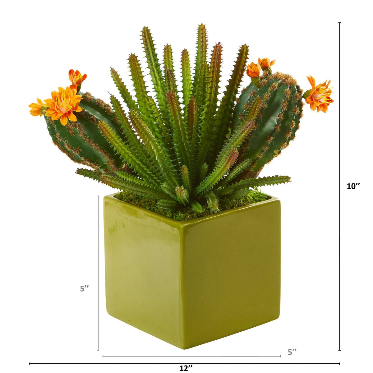 10” Mixed Succulent Artificial Plant in Green Planter, photo 2 of 3