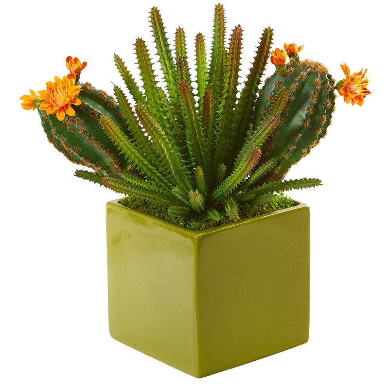 10” Mixed Succulent Artificial Plant in Green Planter