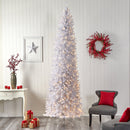 10’ Slim White Artificial Christmas Tree with 800 Warm White LED Lights and 2420 Bendable Branches