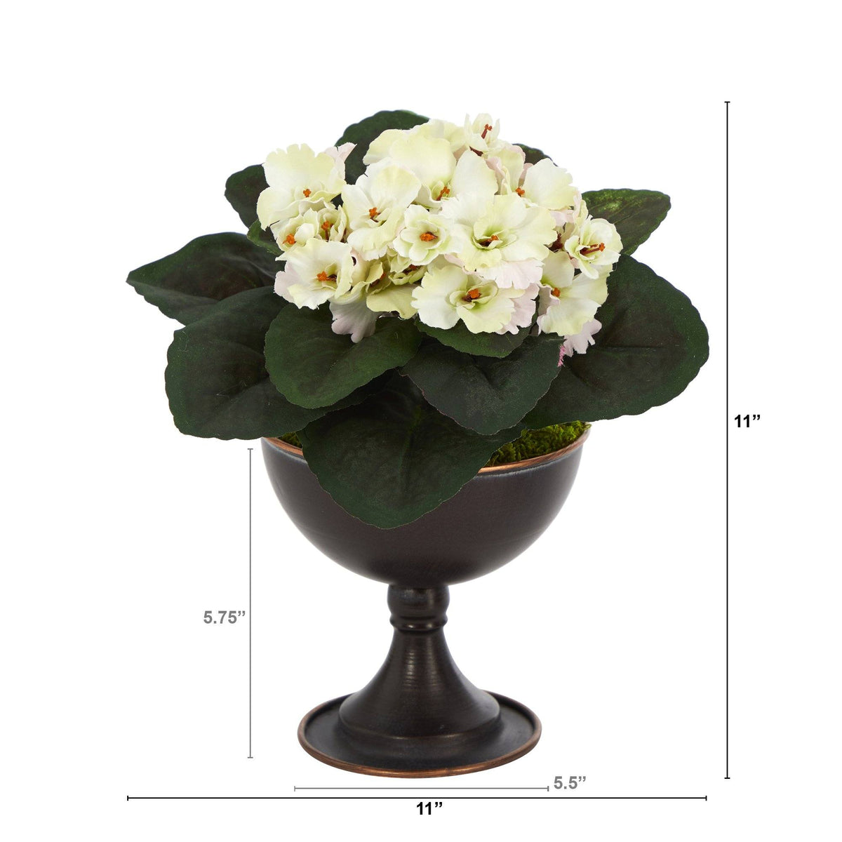 11” African Violet Artificial Plant in Metal Chalice, photo 2 of 4