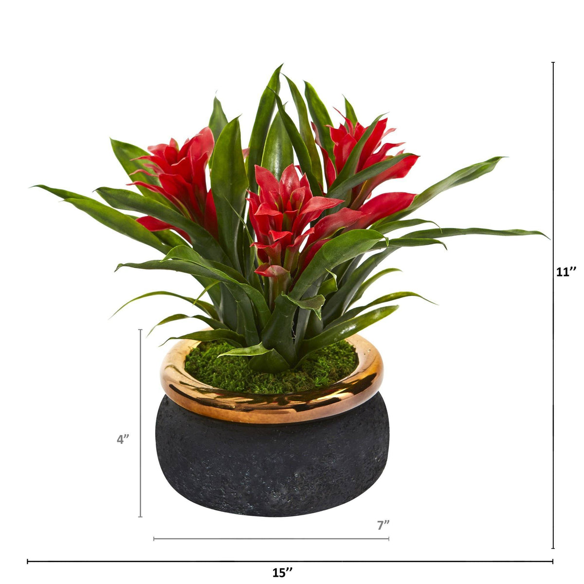 11” Bromeliad Artificial Plant in Stoneware Planter, photo 3 of 6