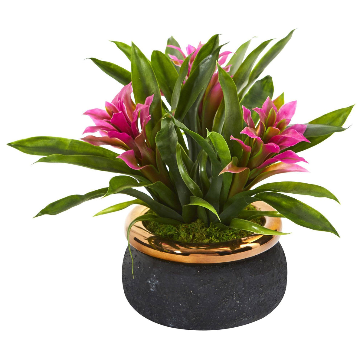 11” Bromeliad Artificial Plant in Stoneware Planter, photo 4 of 6