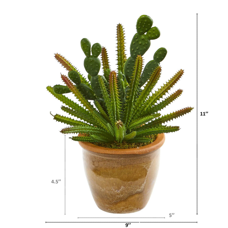 11” Cactus Artificial Plant in Ceramic Planter, photo 2 of 2