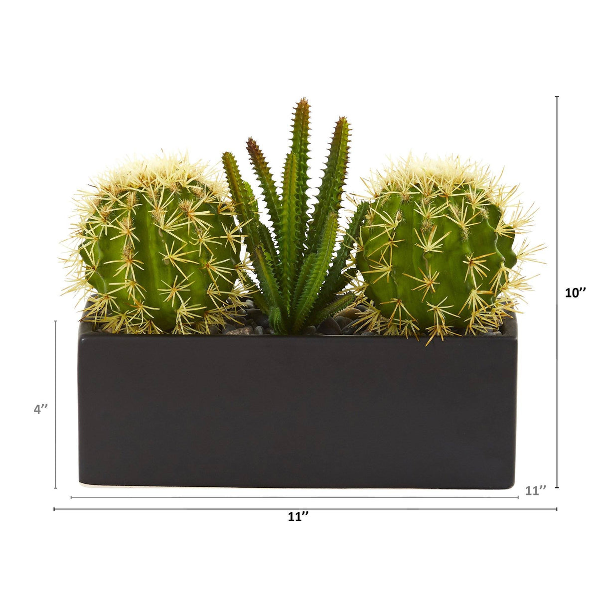 11” Cactus Succulent Artificial Plant in Black Planter, photo 2 of 2