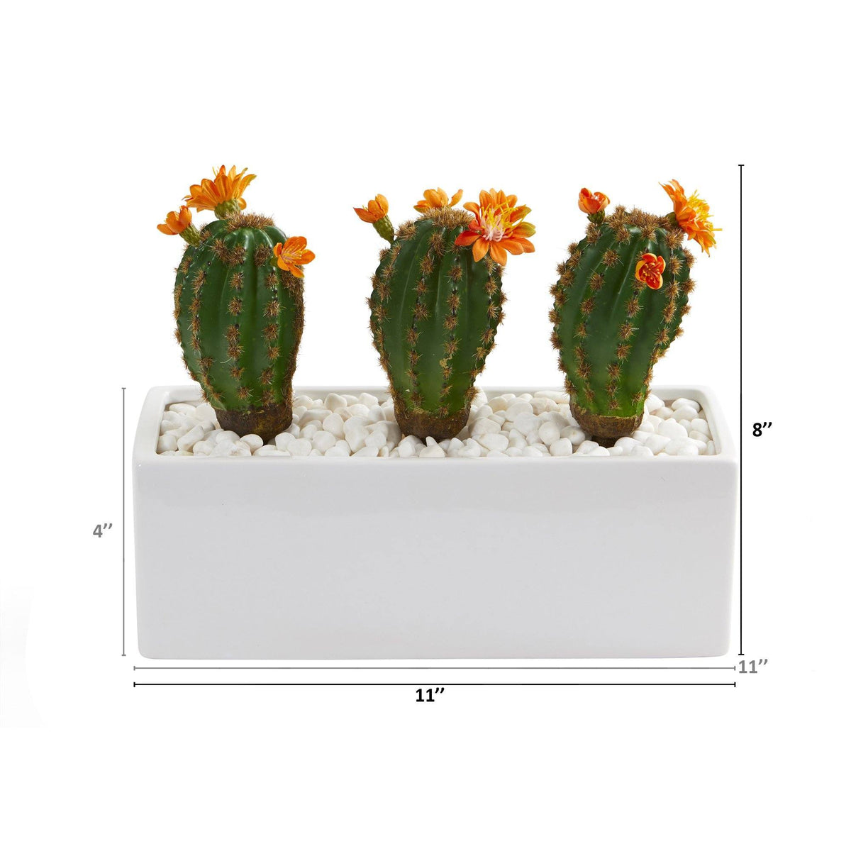 11” Cactus Succulent Artificial Plant in Glazed White Planter, photo 2 of 2