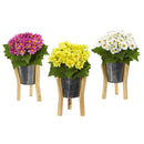 11” Daisy Artificial Arrangement in Tin Vase (Set of 3)