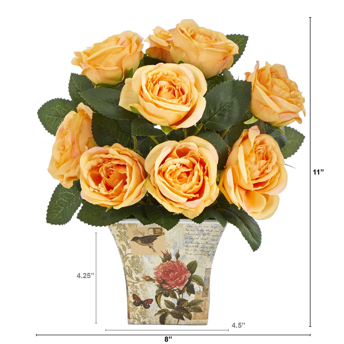 11” Rose Artificial Arrangement in Floral Vase, photo 4 of 6