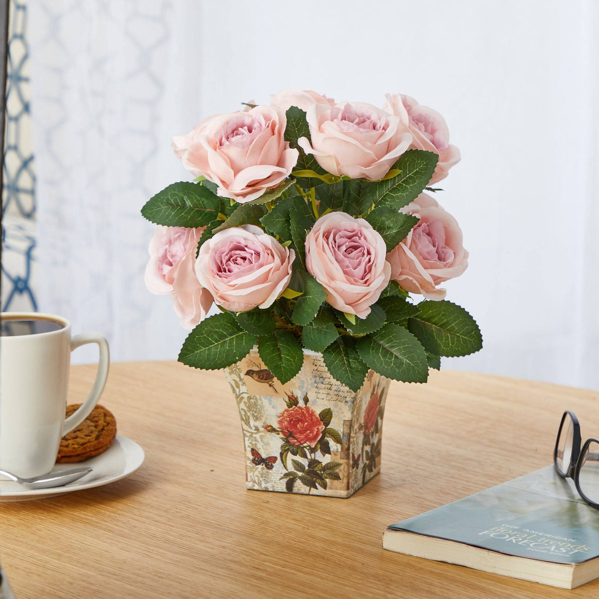 11” Rose Artificial Arrangement in Floral Vase, photo 6 of 6