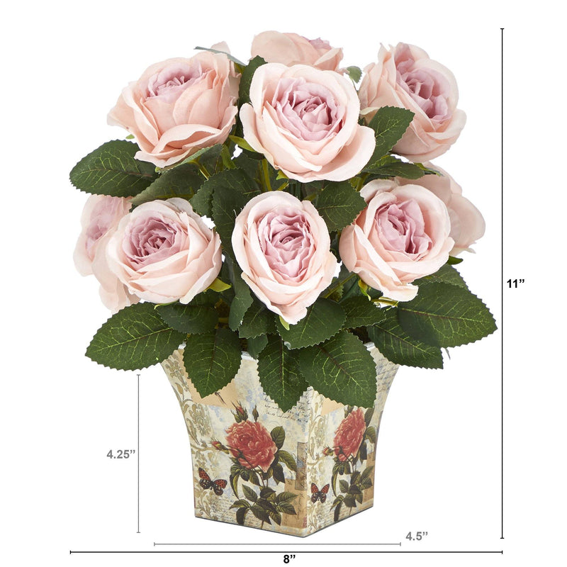 11” Rose Artificial Arrangement in Floral Vase