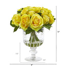 11” Rose Artificial Arrangement in Royal Glass Urn