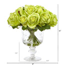 11” Rose Artificial Arrangement in Royal Glass Urn