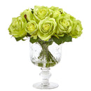 11” Rose Artificial Arrangement in Royal Glass Urn