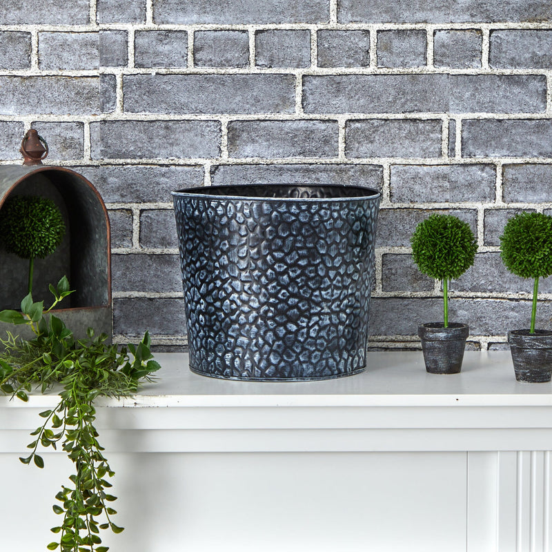 11.5” Embossed Tin Bucket with Pebble Pattern, photo 2 of 3