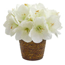12” Amaryllis Artificial Arrangement in Basket