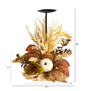 12” Autumn Harvest and Pumpkin Fall Candle Holder