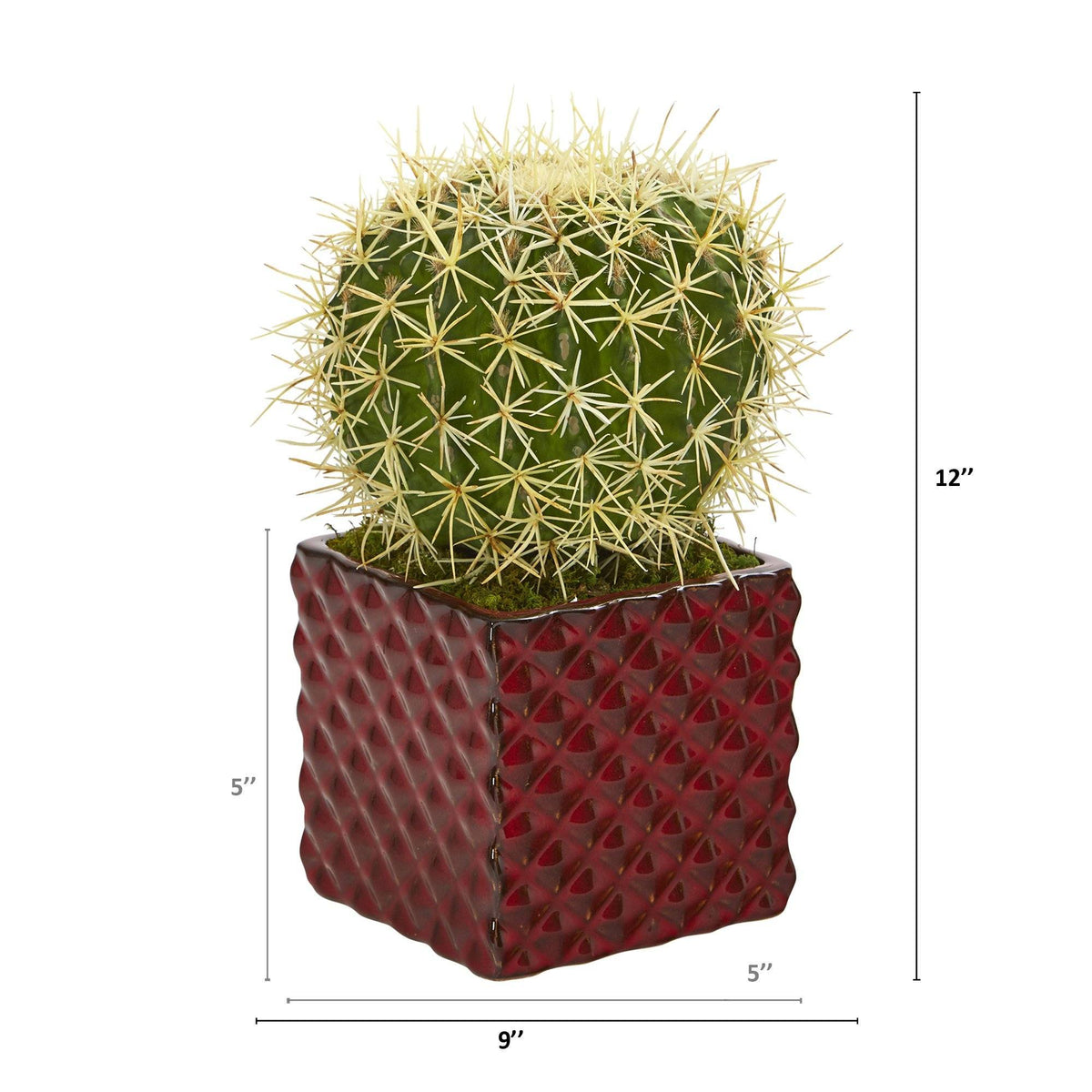 12” Cactus Succulent Artificial Plant in Red Ceramic Vase, photo 2 of 2