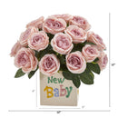 12” Rose Artificial Arrangement “New Baby” Vase