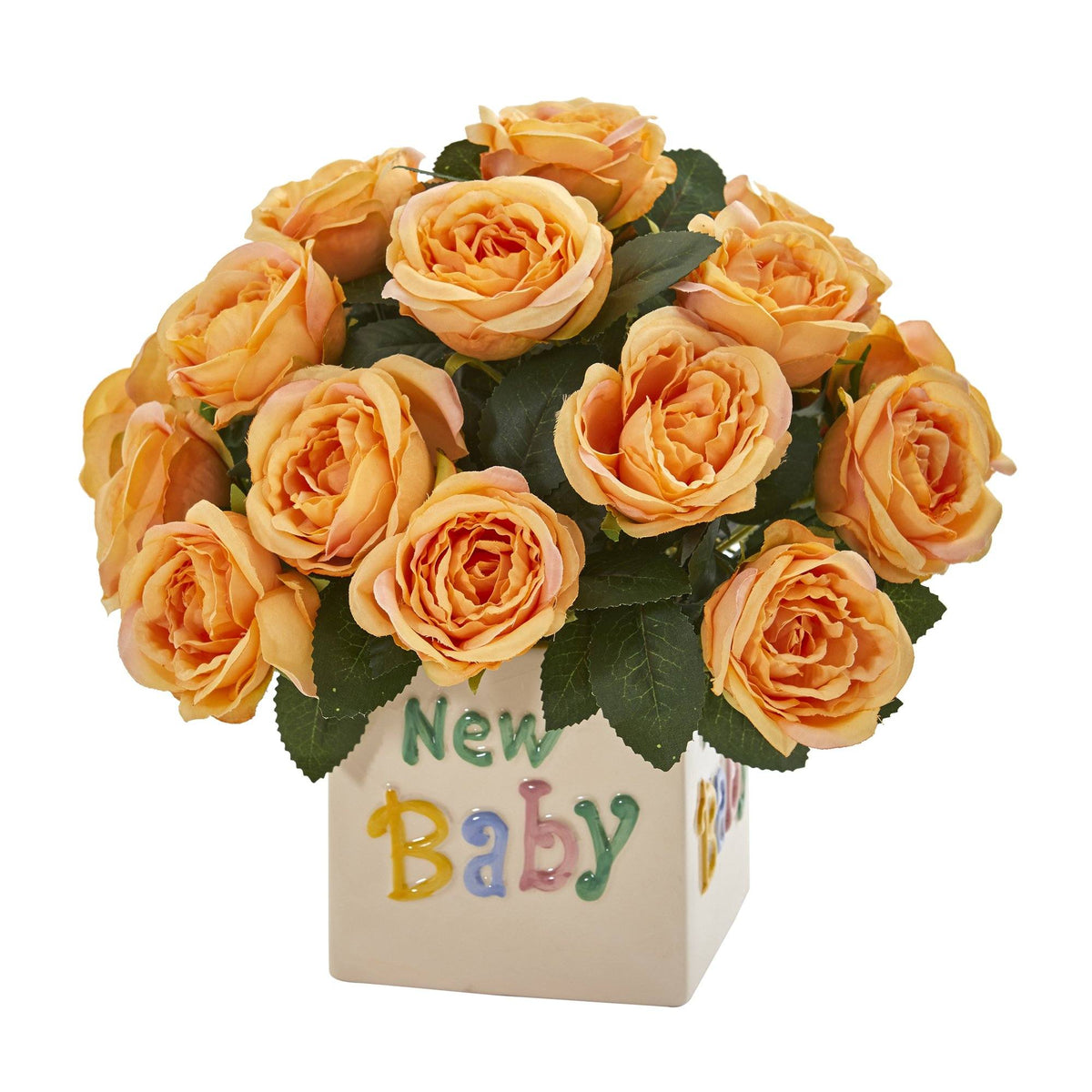 12” Rose Artificial Arrangement “New Baby” Vase, photo 3 of 4