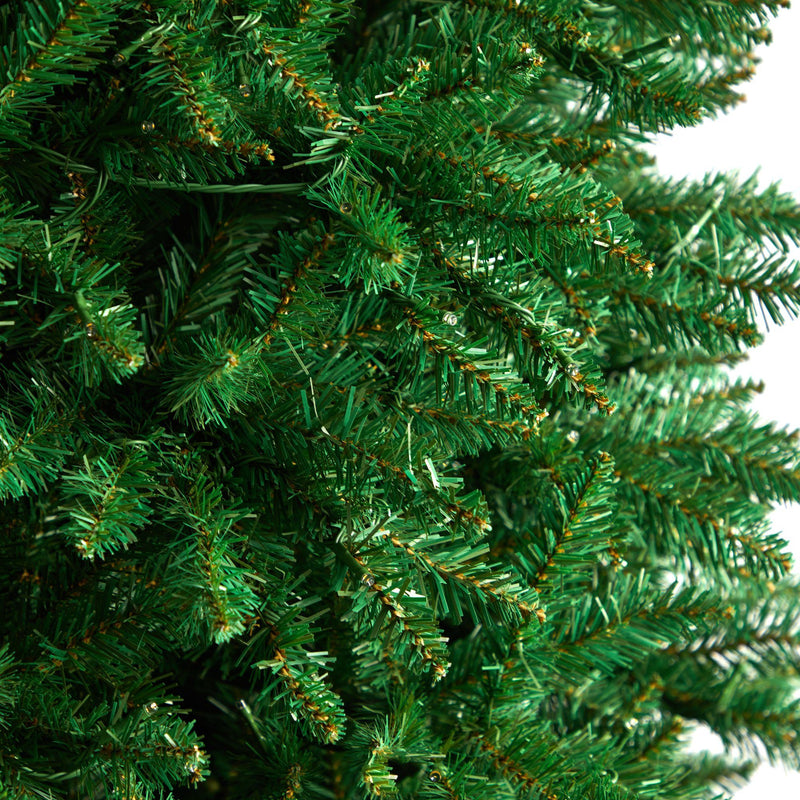 12’ Slim Green Mountain Pine Artificial Christmas Tree with 1100 Clear LED Lights and 3235 Tips