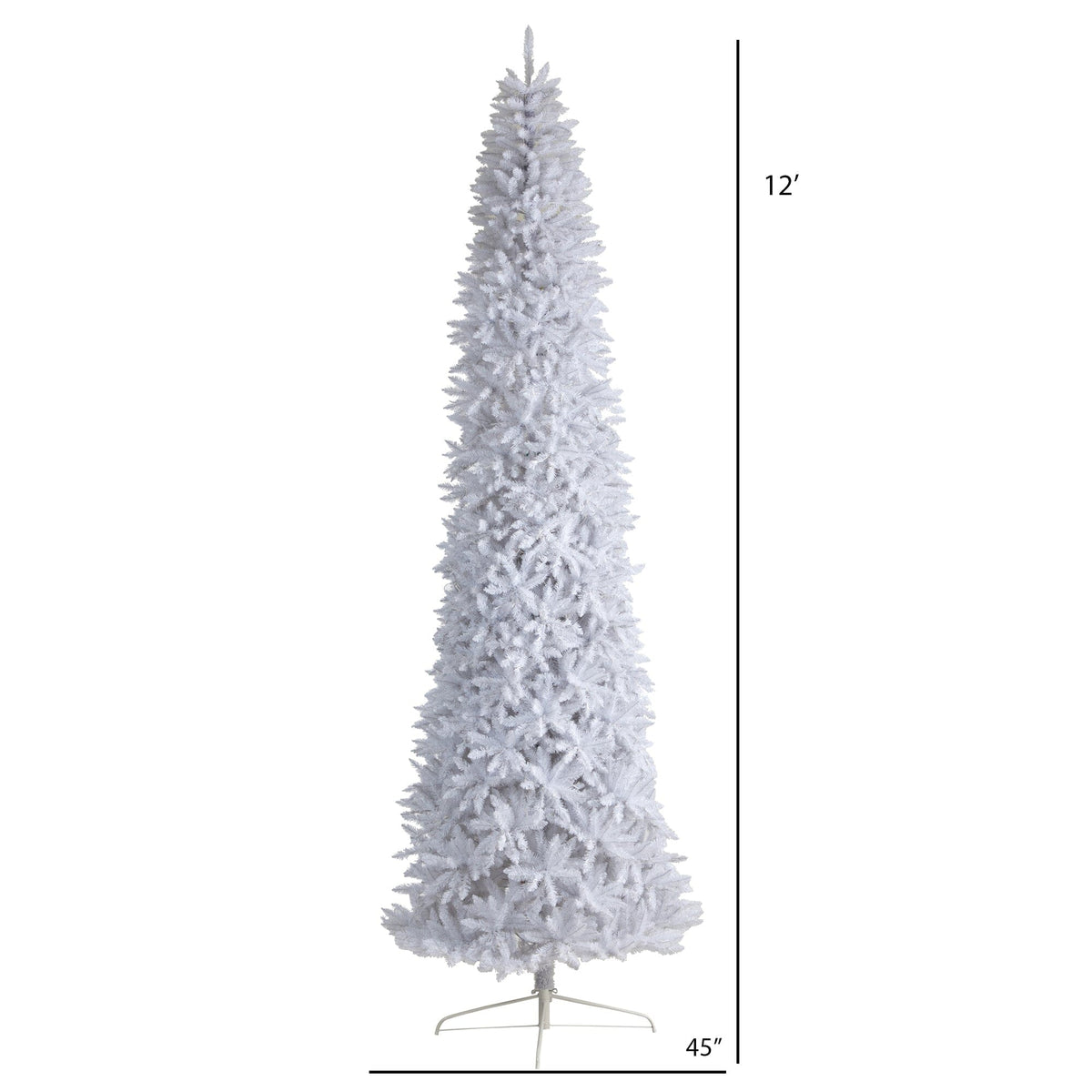 12’ Slim White Artificial Christmas Tree with 3235 Bendable Branches, photo 2 of 6