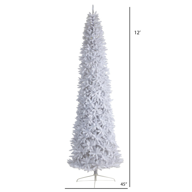 12’ Slim White Artificial Christmas Tree with 3235 Bendable Branches, photo 2 of 6