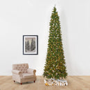 13’ Artificial Slim Green Mountain Pine Christmas Tree with 1360 Warm White LED Lights and 3924 Bendable Branches