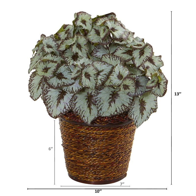 13” Begonia Artificial Plant in Basket, photo 2 of 2