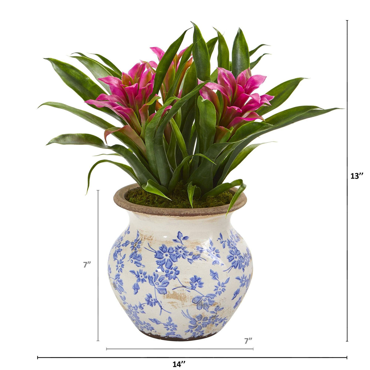 13” Bromeliad Artificial Plant in Floral Planter, photo 2 of 2