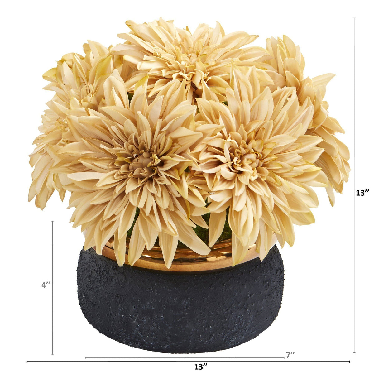 13” Dahlia Artificial Arrangement in Stoneware Vase, photo 4 of 4