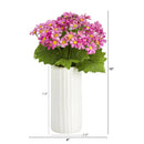 13” Daisy Artificial Plant in White Planter