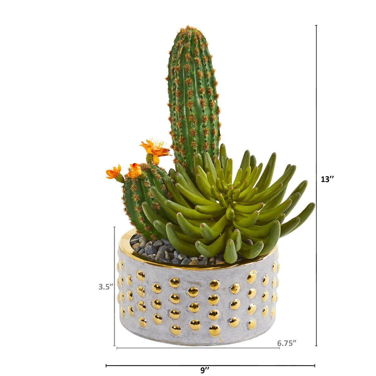 13” Mixed Succulent and Cactus Artificial Plant in Decorative Planter, photo 2 of 2