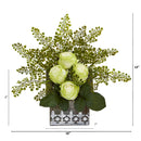13” Rose and Maiden Hair Arrangement in Hanging Planter