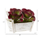 13” Succulent Artificial Plant in Wooden Bench Planter