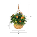 13” UV Resistant Artificial Lily and Mixed Greens in Woven Hanging Basket (Indoor/Outdoor) - Set of 2