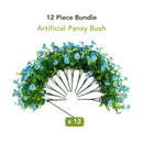 13in. UV Resistant Artificial Pansy Bush (Indoor/Outdoor) - Set of 12