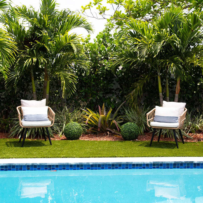 14” Artificial Boxwood Ball Topiary with Integrated Ground Stake UV Resistant - Set of 2