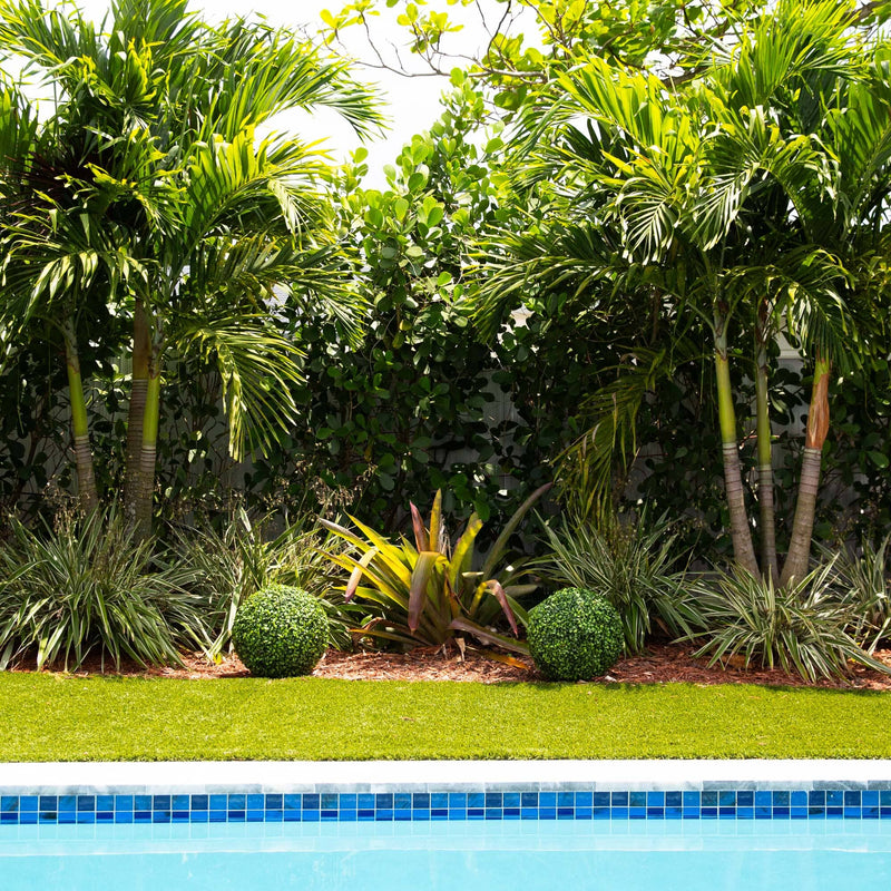 14” Artificial Boxwood Ball Topiary with Integrated Ground Stake UV Resistant - Set of 2