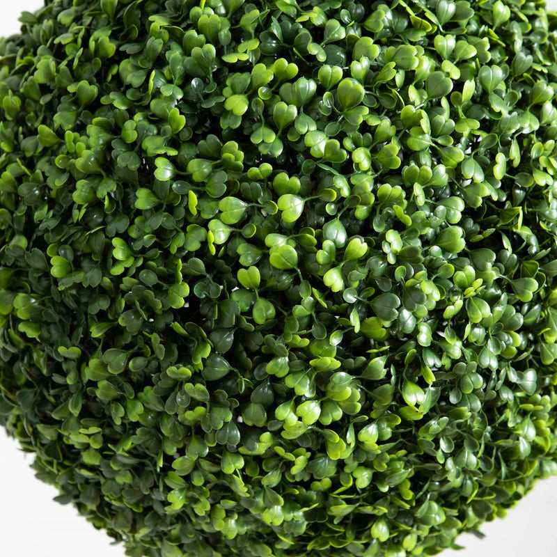14” Artificial Boxwood Ball Topiary with Integrated Ground Stake UV Resistant - Set of 2