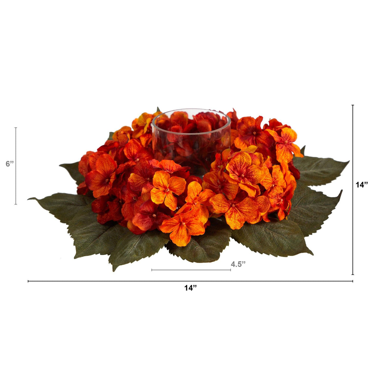 14” Autumn Hydrangea Artificial Candelabrum Arrangement, photo 2 of 5