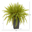 14” Fern Artificial Plant in Embossed Tin Planter