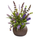 14” Lavender Artificial Arrangement in Stone Vase