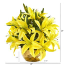 14” Lily Artificial Arrangement in Gold Vase