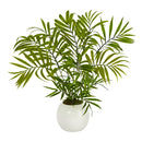 14” Mini Areca Palm Artificial Plant in White Planter